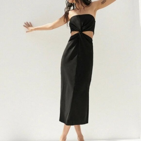 Zara Strapless Midi Dress with Cutouts - Picture 1 of 8